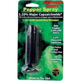Pepper Shot 1.2% Mc 1/2 Oz Pepper Spray Hard Case Belt Clip And Quick Release Keychain (Pack of 1)