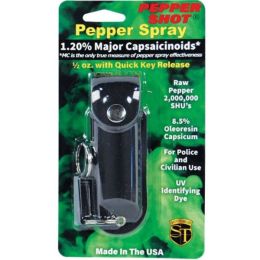 Pepper Shot 1.2% Mc 1/2 Oz Pepper Spray Leatherette Holster And Quick Release Keychain (Pack of 1)